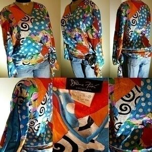 Diane Fries Original 100% Silk Vintage Blouse
